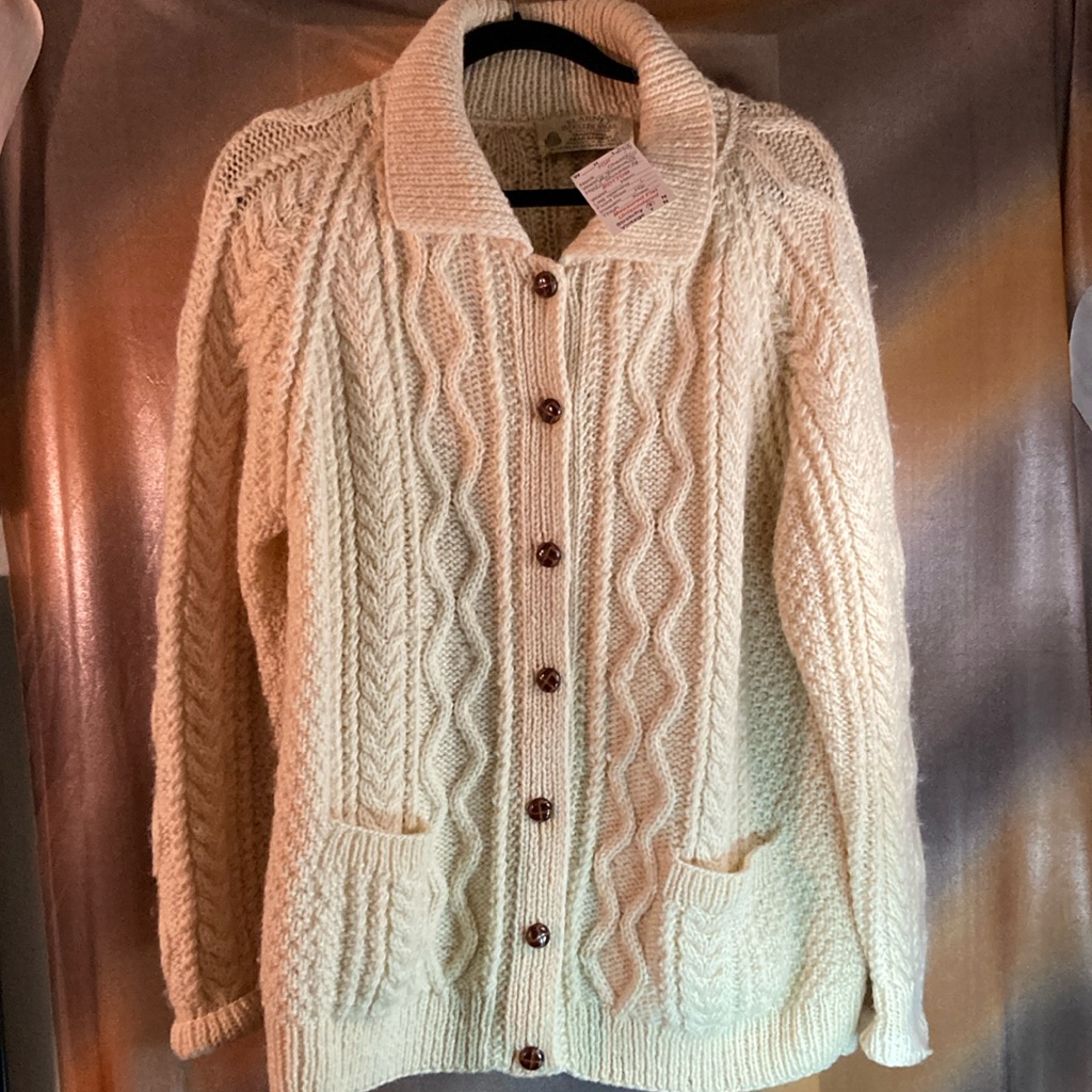 Vintage Blarney Cardigan Made In Ireland 100% Pure New Wool 44” Chest 122
